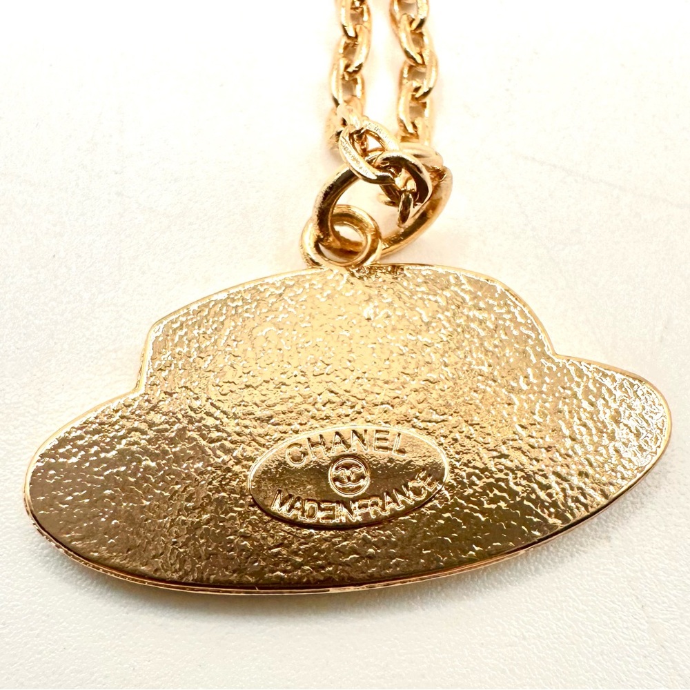 CC Gold and Pink Hat Pendant with Gold Plated Necklace - Picture 6 of 7